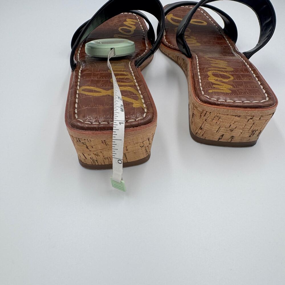 Sam Edelman Vena Black Leather Cork Wedge Slide Sandal Double Strap 8.5 EU 38.5 - Picture 8 of 16
